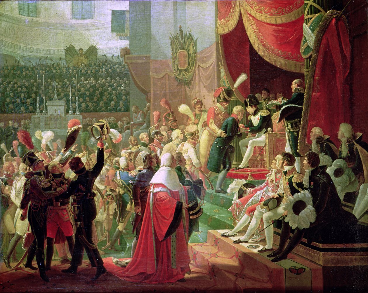 Ensimmäinen kunnialegioonan ristien jako Invalidien kirkossa, 14. heinäkuuta 1804, 1812 tekijältä Jean Baptiste Debret
