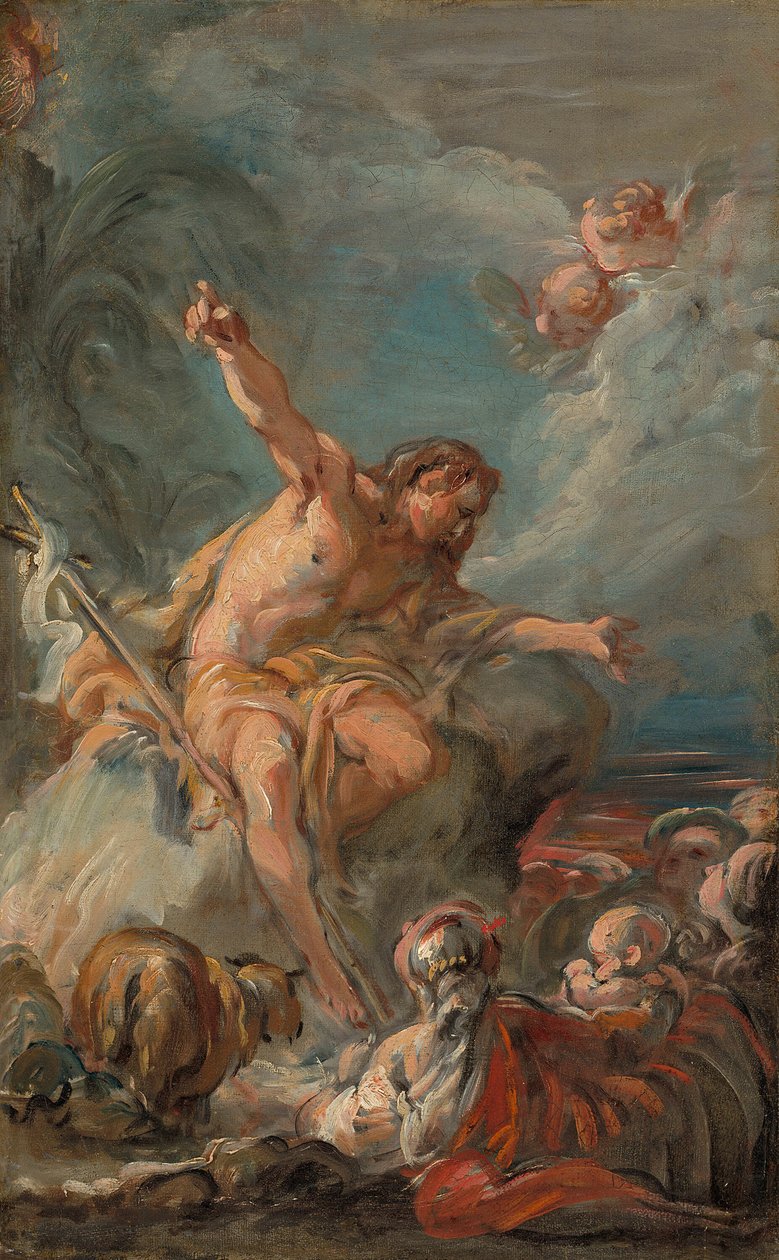 Pyhä Johannes Kastaja saarnaa autiomaassa, 175864. tekijältä Jean Baptiste Deshays