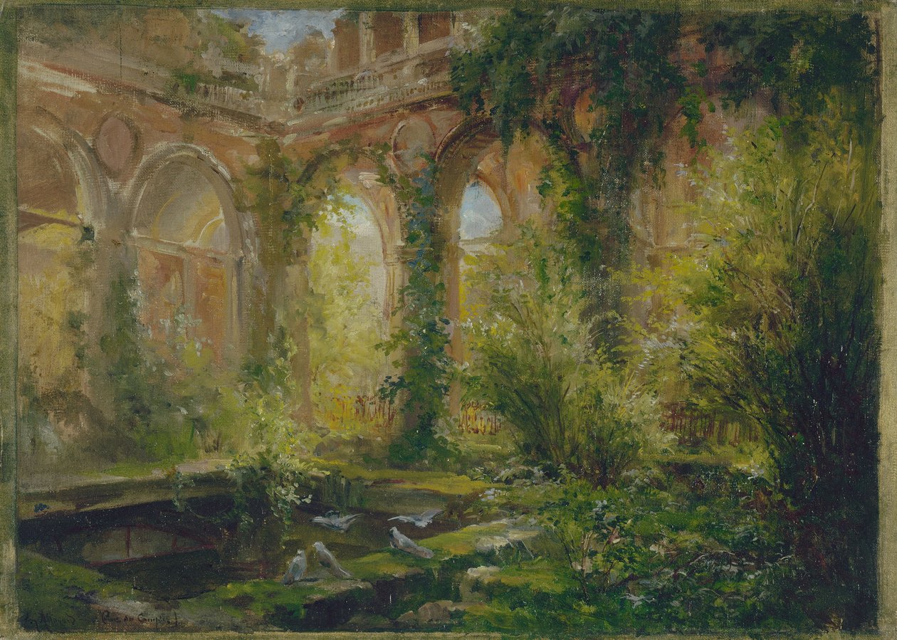 Cour des Comptesin rauniot: juhlasali, noin 1875 (öljy) tekijältä Jean Baptiste Edmond Allouard