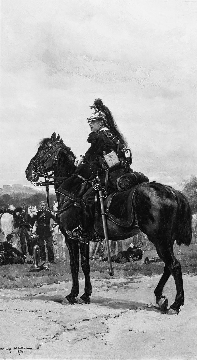 Lohikäärme hevosen selässä, 1876. tekijältä Jean Baptiste Edouard Detaille