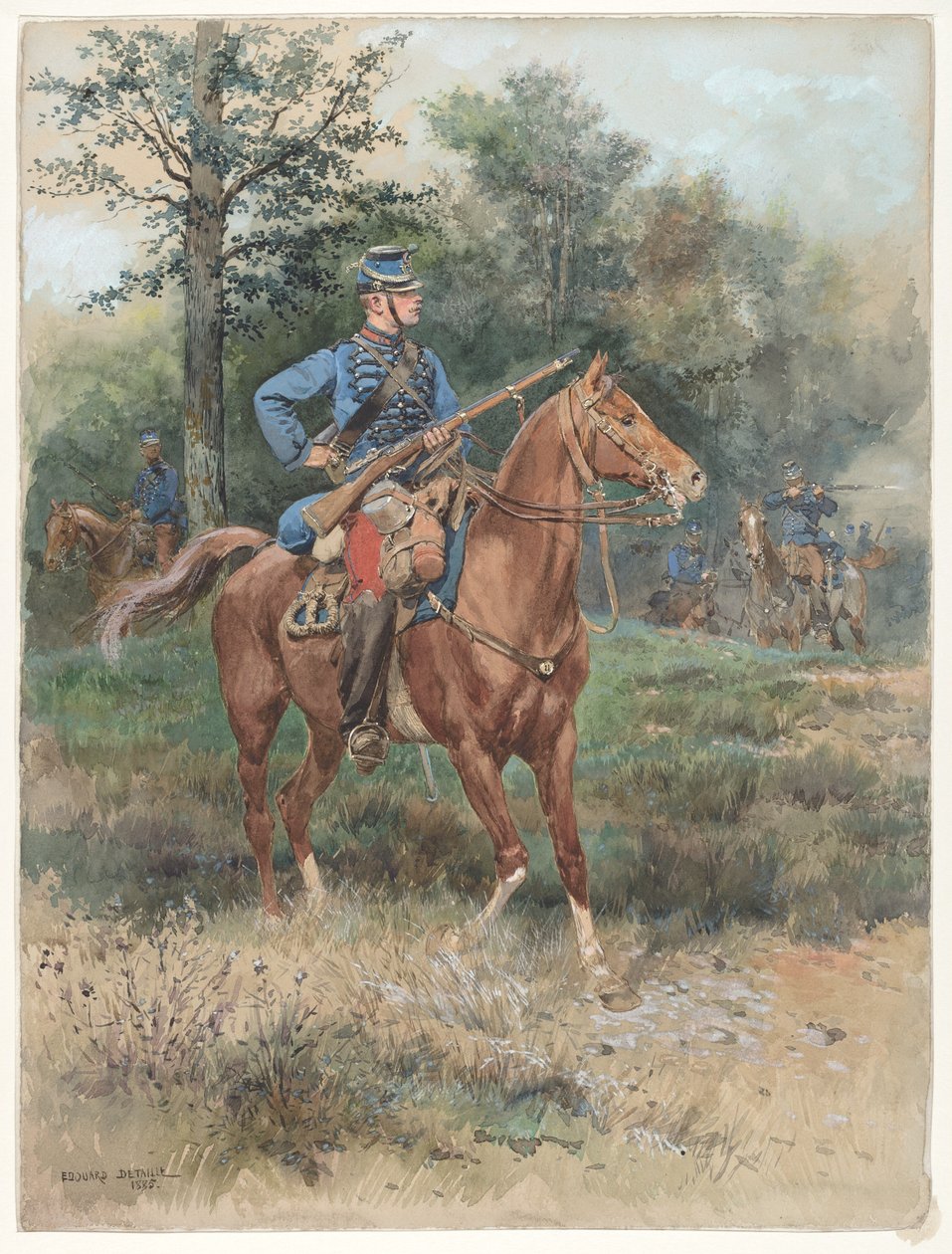 Metsästäjä hevosen selässä tekijältä Jean Baptiste Edouard Detaille