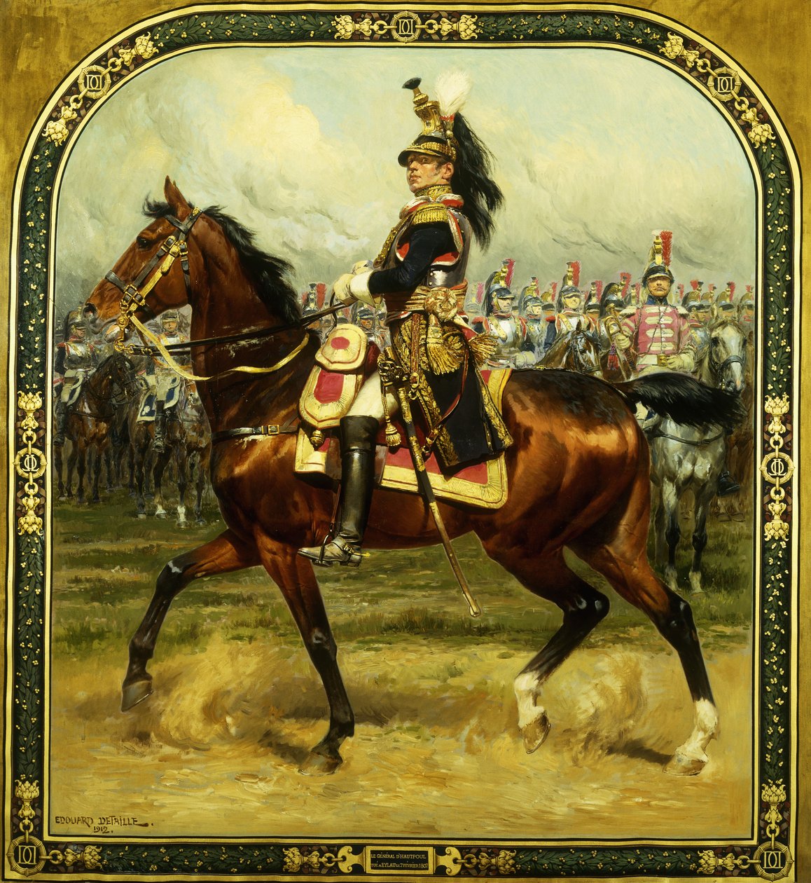 Kenraali d"Hautpoul hevosen selässä, 1912 tekijältä Jean Baptiste Edouard Detaille