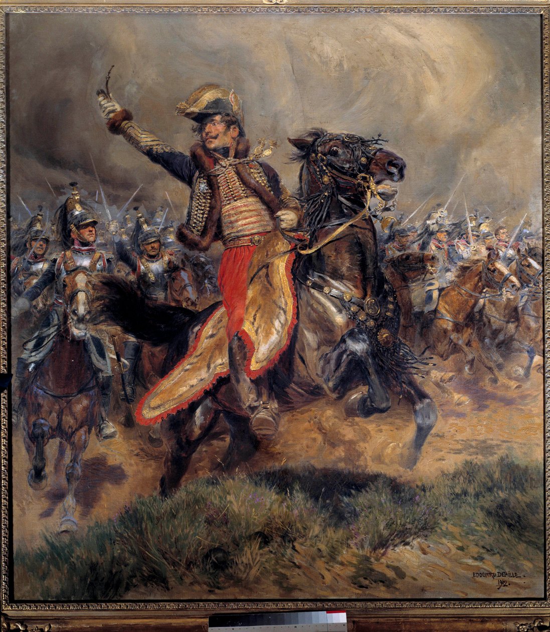 Napoleonin sota: "" Kenraali Antoine Charlesin Earl of Lasallen (1775-1809) viimeinen virka, kuoli Wagramissa 6. heinäkuuta tekijältä Jean Baptiste Edouard Detaille