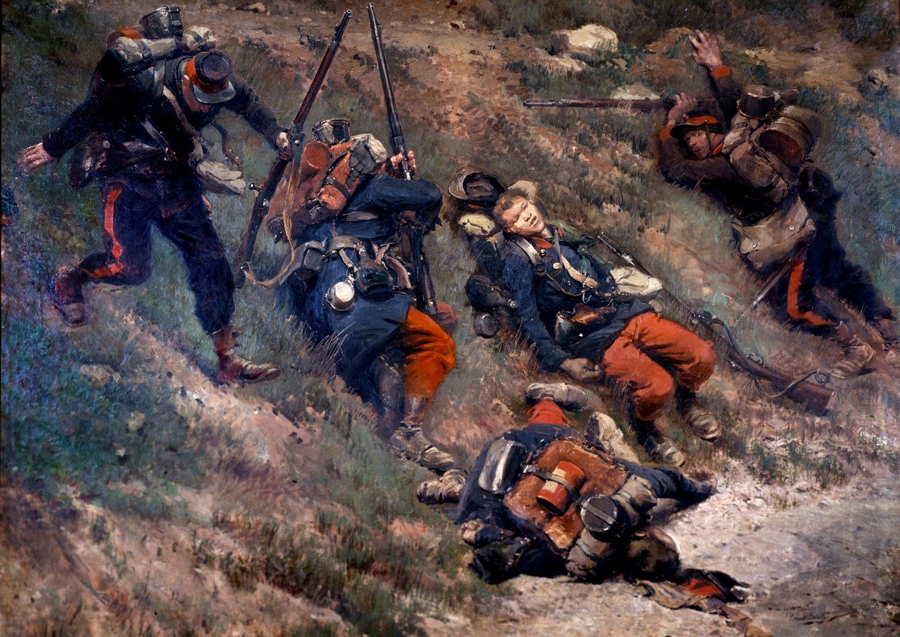 Sota 1870: "" Champignyn taistelu, 30.11.1870"" Edouard Detaillen maalaus tekijältä Jean Baptiste Edouard Detaille