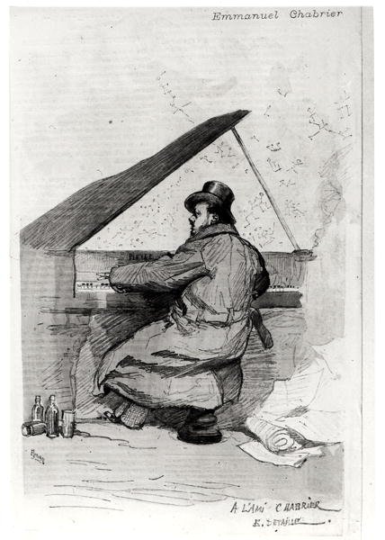 Alexis Emmanuel Chabrier (1841-94) pianolla, kaivertanut Florian (katso myös 165875) tekijältä Jean Baptiste Edouard after Detaille