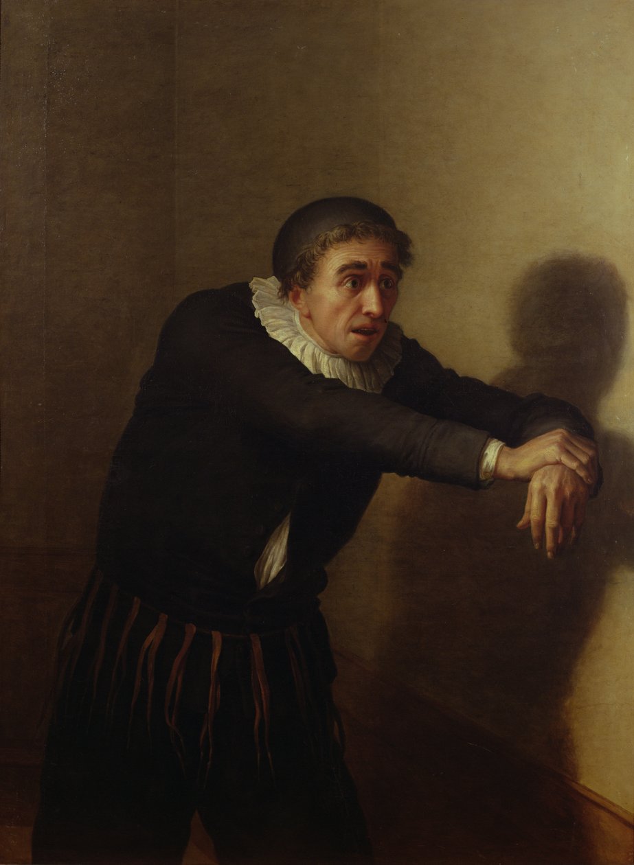 Näyttelijä Grandmesnil (fl.1790) Harpagonina elokuvassa The Miser tekijältä Jean Baptiste Francois Desoria