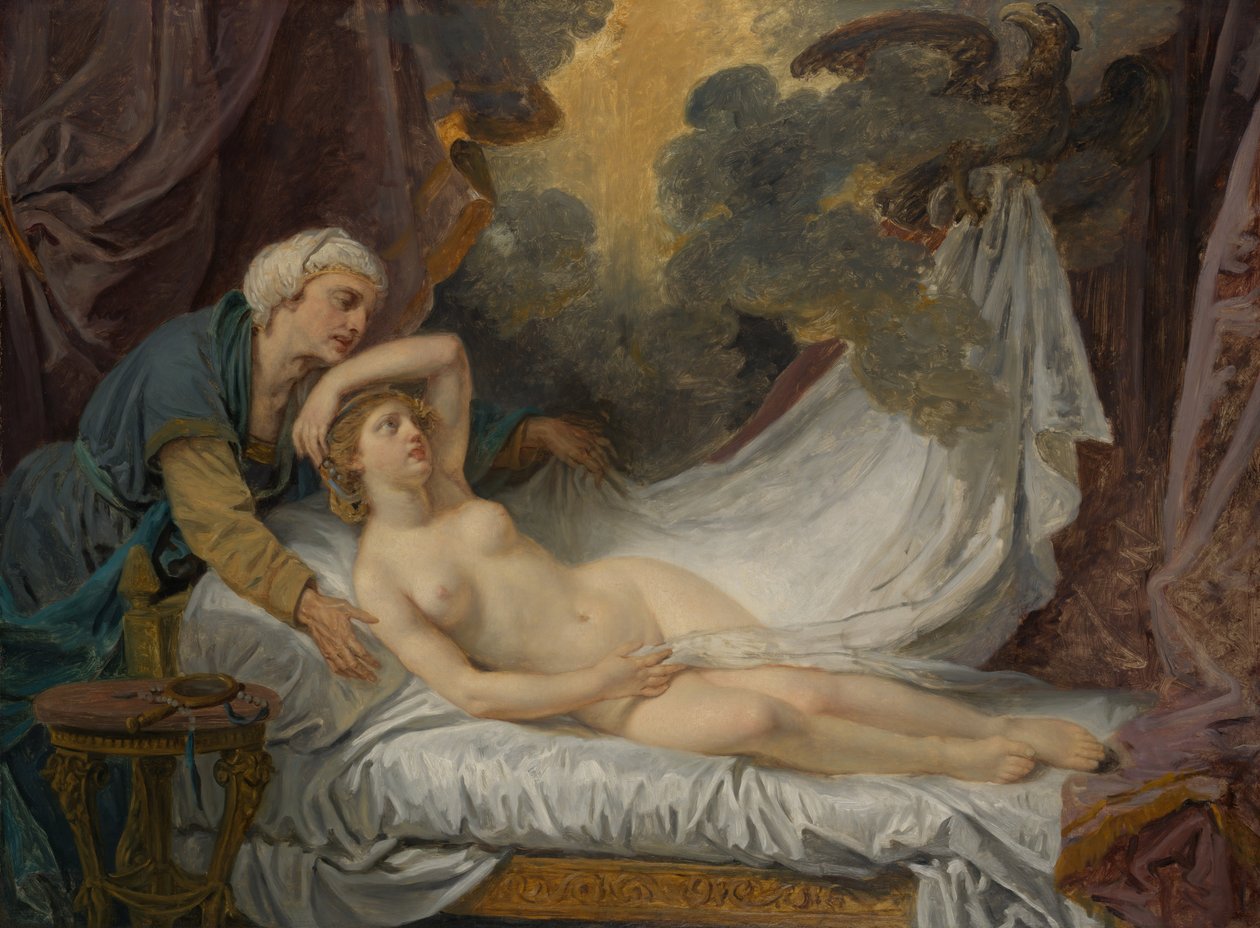 Jupiter vieraili Aeginassa, n. 1767-69 (öljy kankaalle) tekijältä Jean Baptiste Greuze