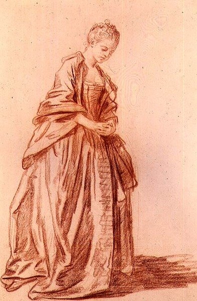 Draped naishahmo (piirustus) tekijältä Jean Baptiste Greuze