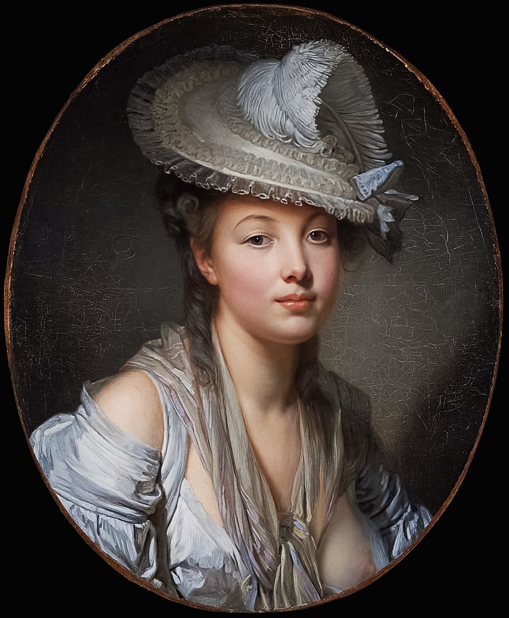ranskaksi: Le Chapeau blanc Valkoinen hattu tekijältä Jean Baptiste Greuze