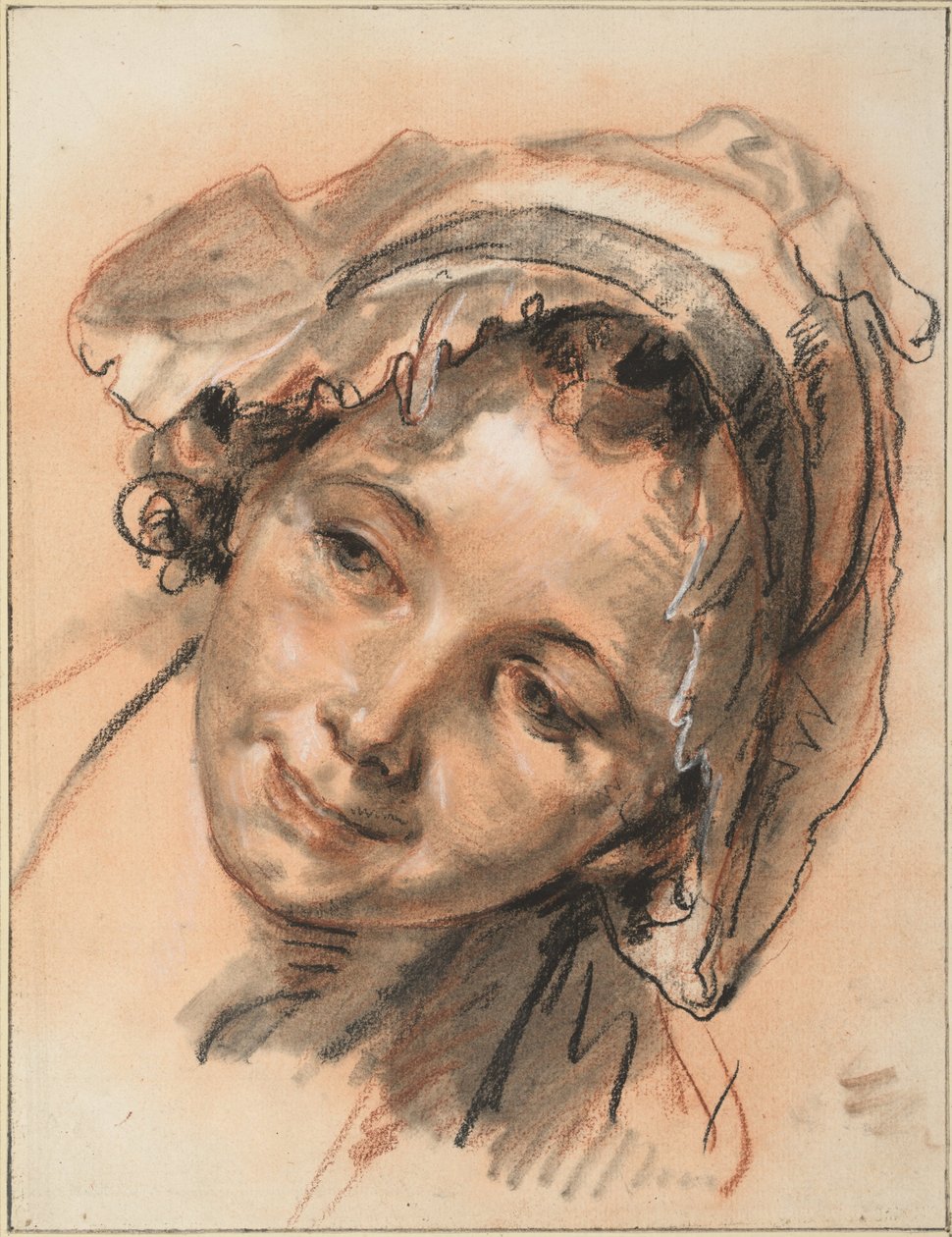 Hymyilevän tytön pää tekijältä Jean Baptiste Greuze