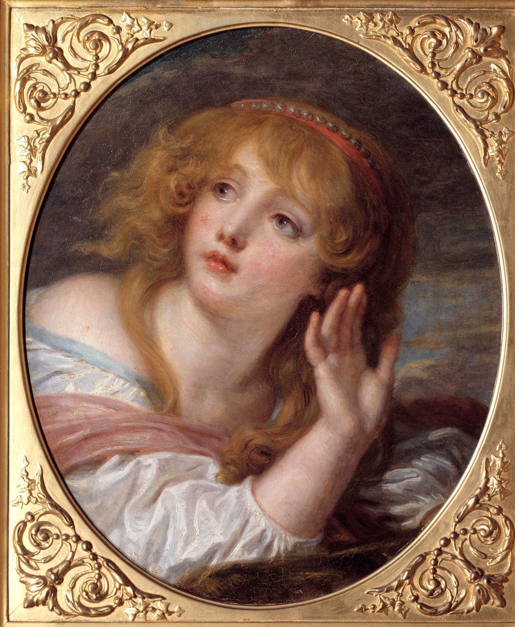 Jean Baptiste Greuzen (1725-1805) yllätysmaalaus 1700-luvun aurinko. 0,47x0,38 m Chantilly, Musee Conde tekijältä Jean Baptiste Greuze