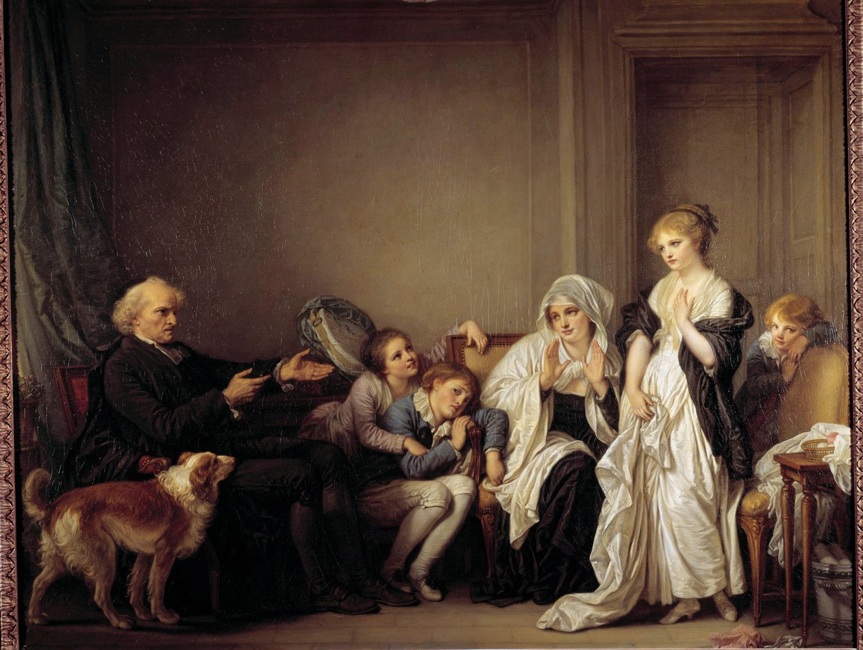Hoito ja nuori leski Jean Baptiste Greuzen (1725-1805) maalaus 1700-luku tekijältä Jean Baptiste Greuze