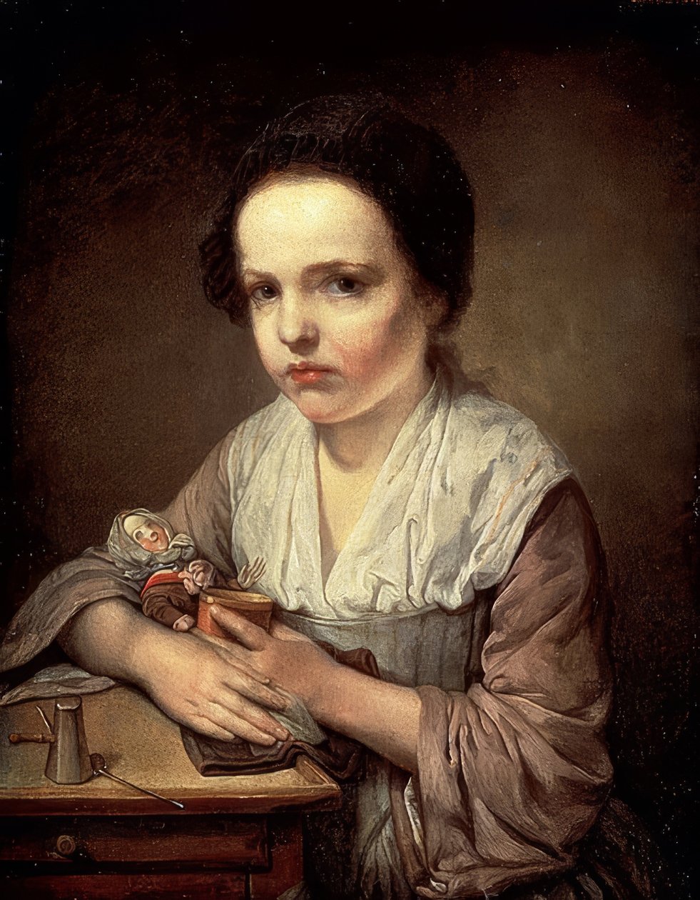Tyttö nuken kanssa. 1750-luku tekijältä Jean Baptiste Greuze