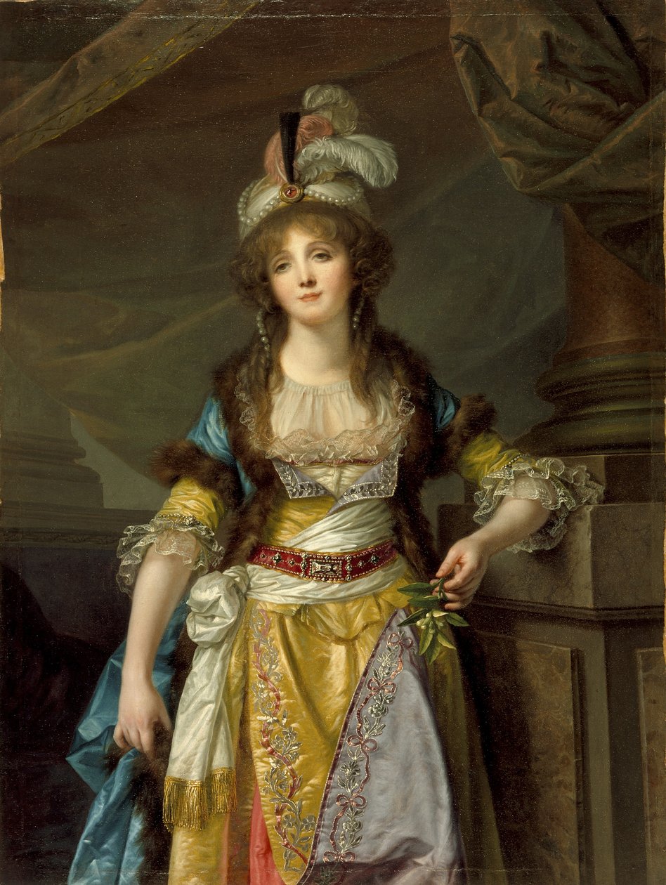 Naisen muotokuva turkkilaisessa muotimekossa, n. 1790 tekijältä Jean Baptiste Greuze