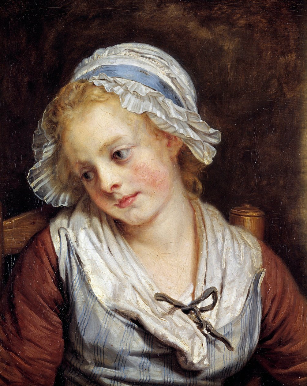 Muotokuva neito Jean-Baptiste Greuzen (1725-1805) maalaus. 1765. Dim. 0,45x0,37 m. Chantilly, Musee Conde - Nuoren tytön muotokuva. Jean-Baptiste Greuzen (1725-1805) maalaus. 1765. 0,45 x 0,37 m. Conde-museo, Chantilly, Ranska tekijältä Jean Baptiste Greuze