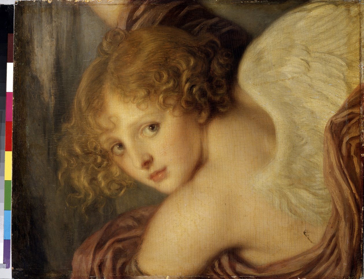 "Tete de cupidon" (Amorin pää) Jean Baptiste Greuzen (1725-1805) maalaus 1786 Pietarin Eremitaaši tekijältä Jean Baptiste Greuze