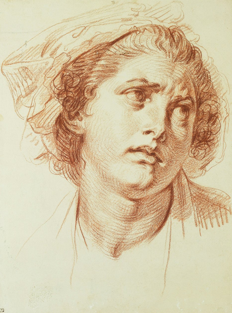 Naisen pää, joka katsoo ylös oikealle, tekijältä Jean Baptiste Greuze