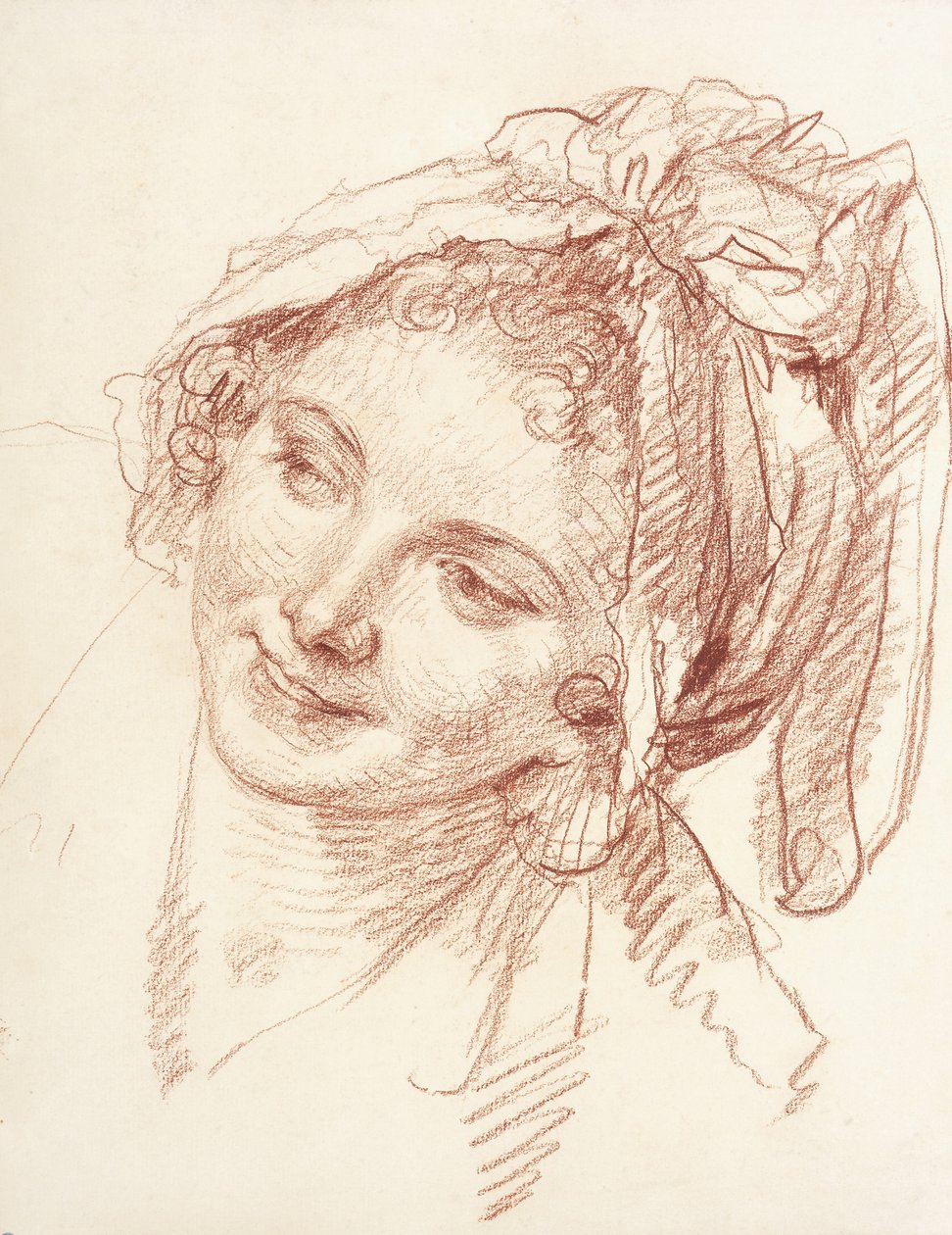 Nuoren tytön pää, kallistunut vasemmalle, tekijältä Jean Baptiste Greuze