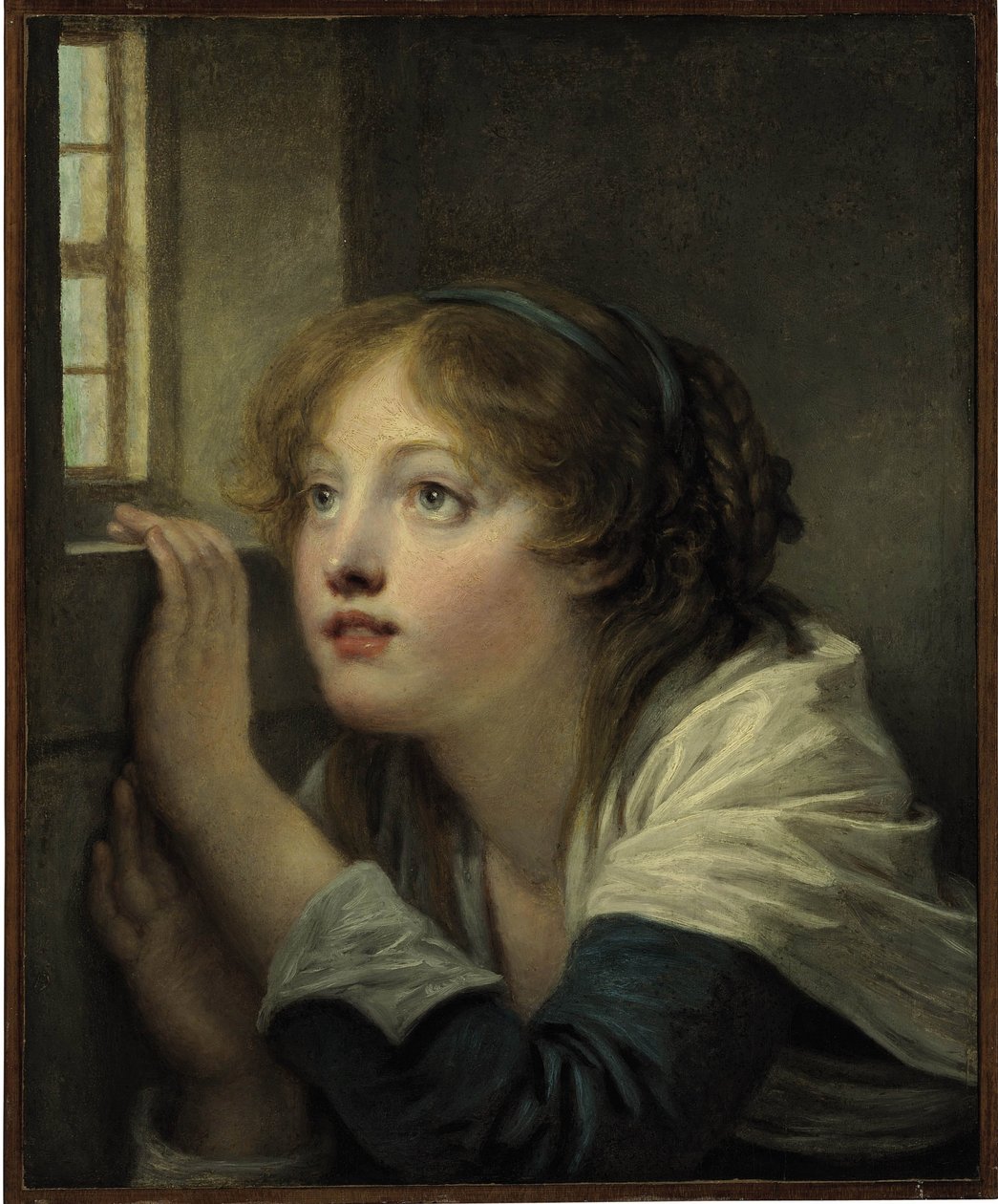 Nuori tyttö ikkunan ääressä tekijältä Jean Baptiste Greuze