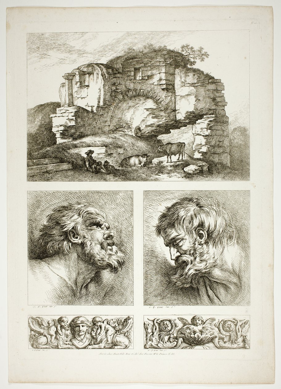 Kilpi 10/38 teoksesta Oeuvres de J. B. Huet tekijältä Jean Baptiste Huet