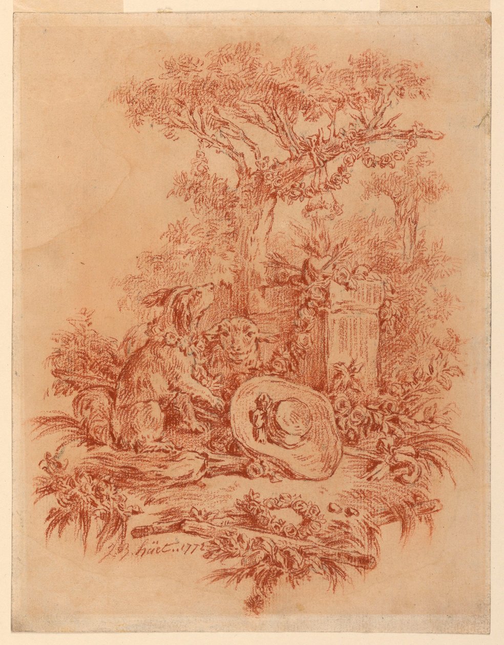 Piirros, Pastorale, 1772 tekijältä Jean Baptiste Huet