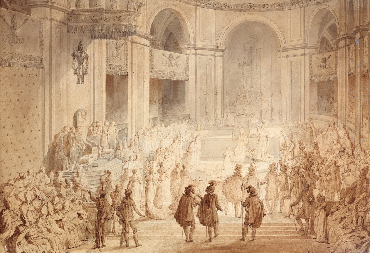 Napoleon I:n kruunaus Notre Damessa tekijältä Jean Baptiste Isabey