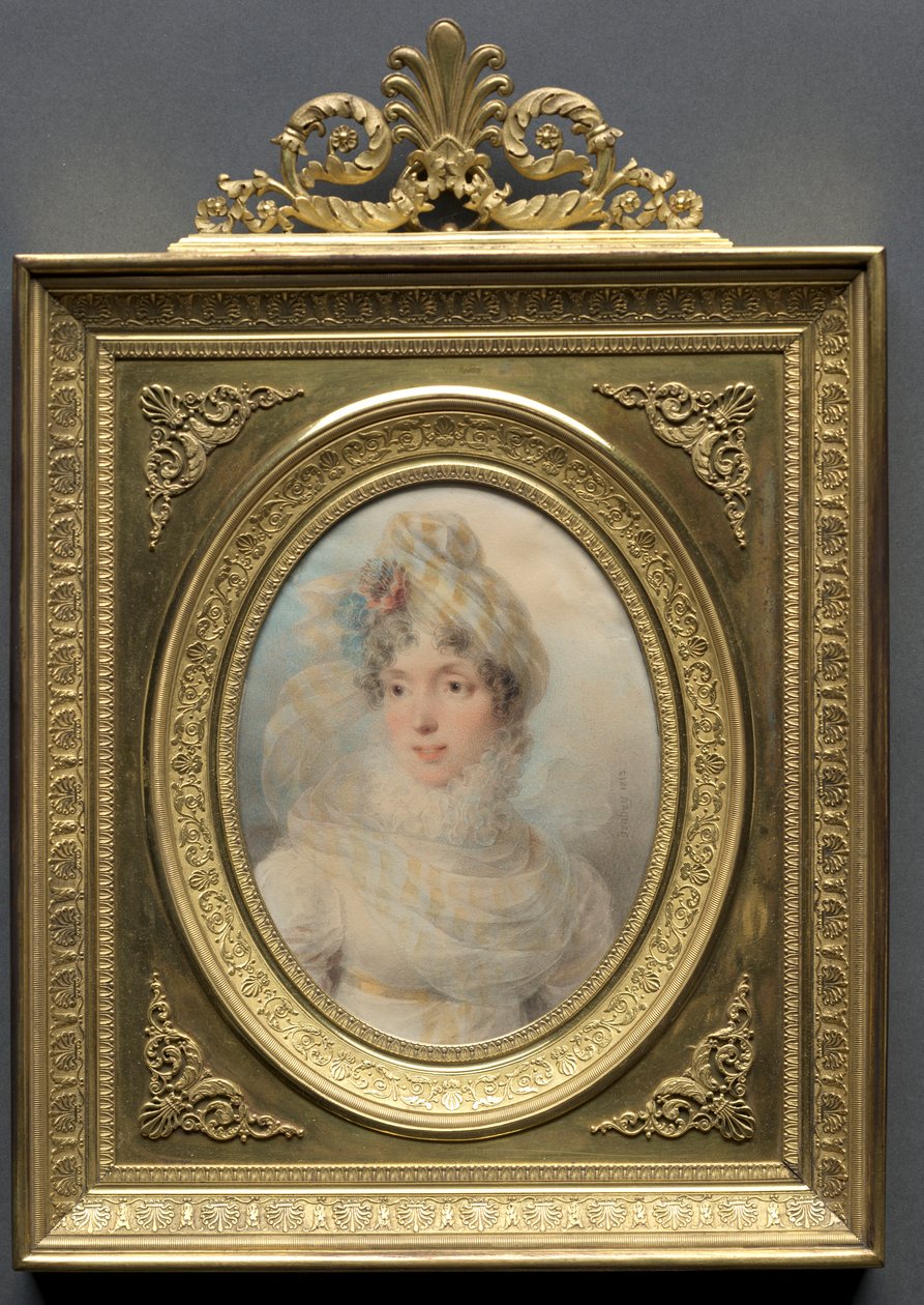 Naisen muotokuva valkoisessa mekossa, 1813. tekijältä Jean Baptiste Isabey