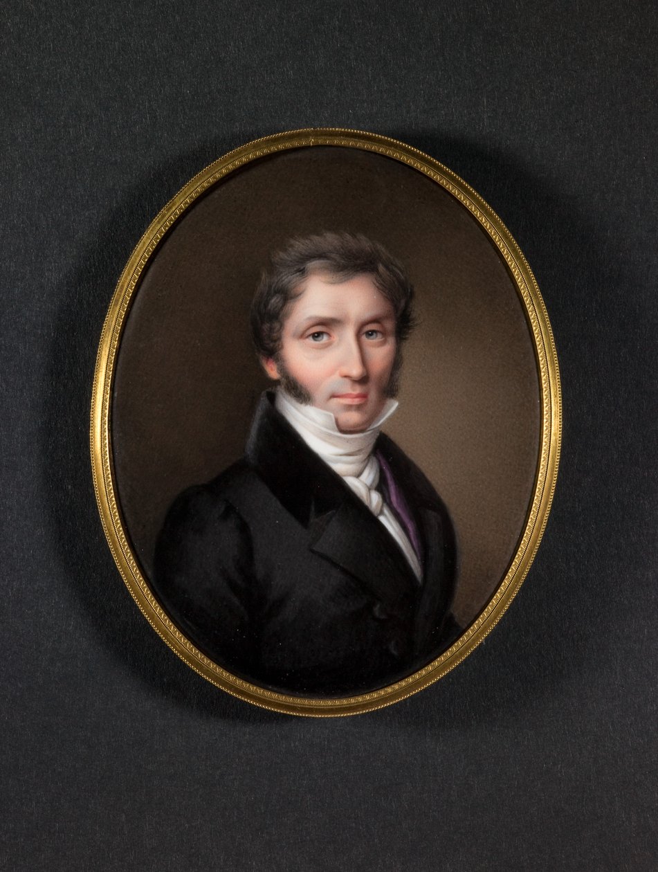 Mies tummassa takissa (emali kuparille) tekijältä Jean Baptiste Joseph Duchesne