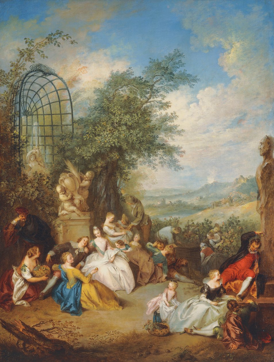 Fete Champetre rypäleiden sadonkorjuun aikana, tekijältä Jean Baptiste Joseph Pater
