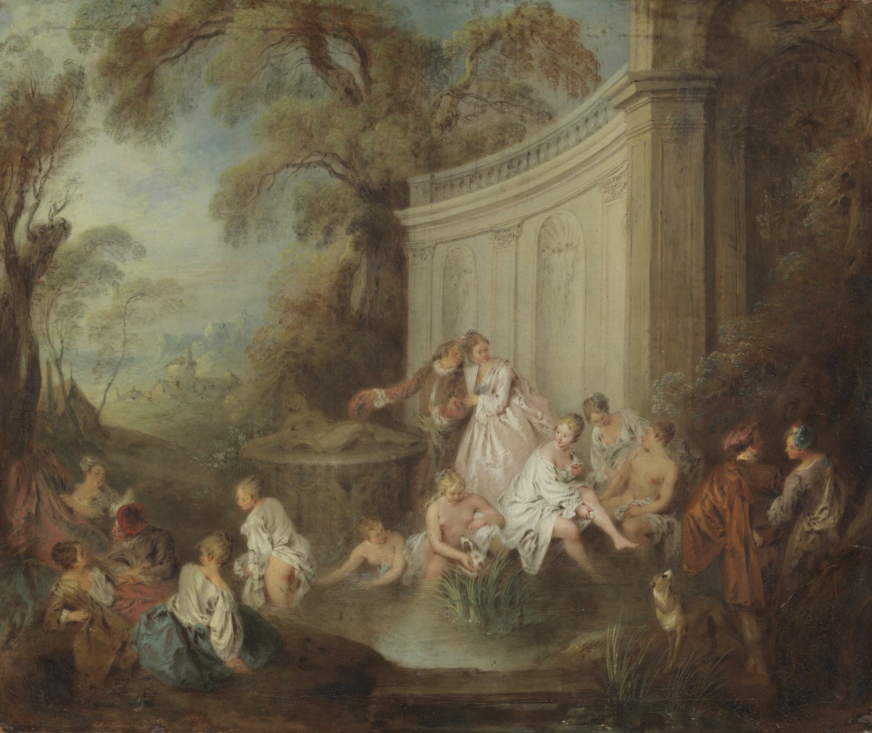 Kylpijöitä puistossa tekijältä Jean Baptiste Joseph Pater