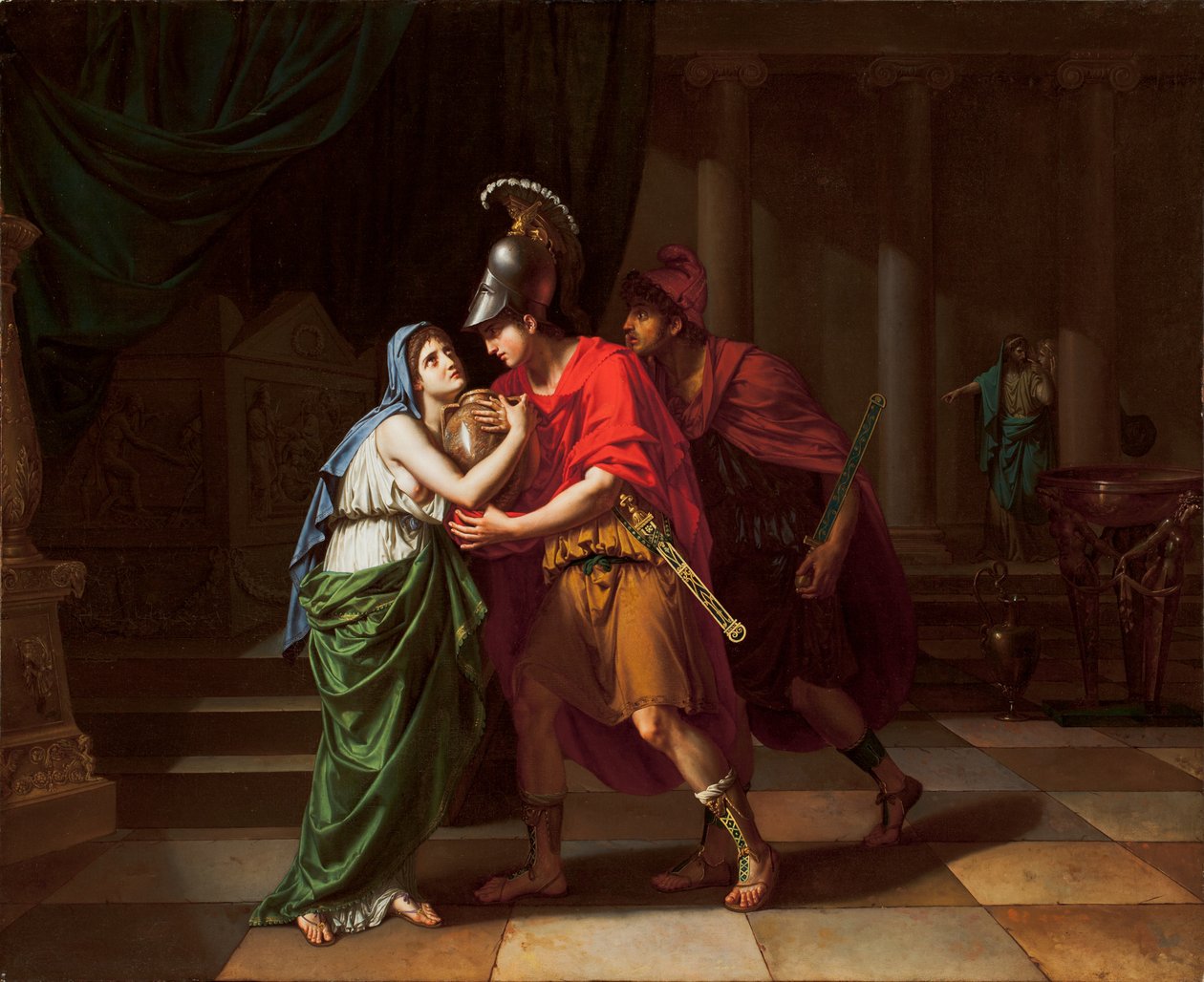 Electra vastaanottaa veljensä Orestesin tuhkaa, 1826-27 tekijältä Jean Baptiste Joseph Wicar
