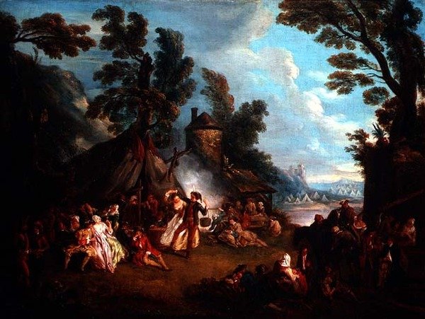 Juhla armeijaleirillä tekijältä Jean Baptiste Joseph attr. to Pater
