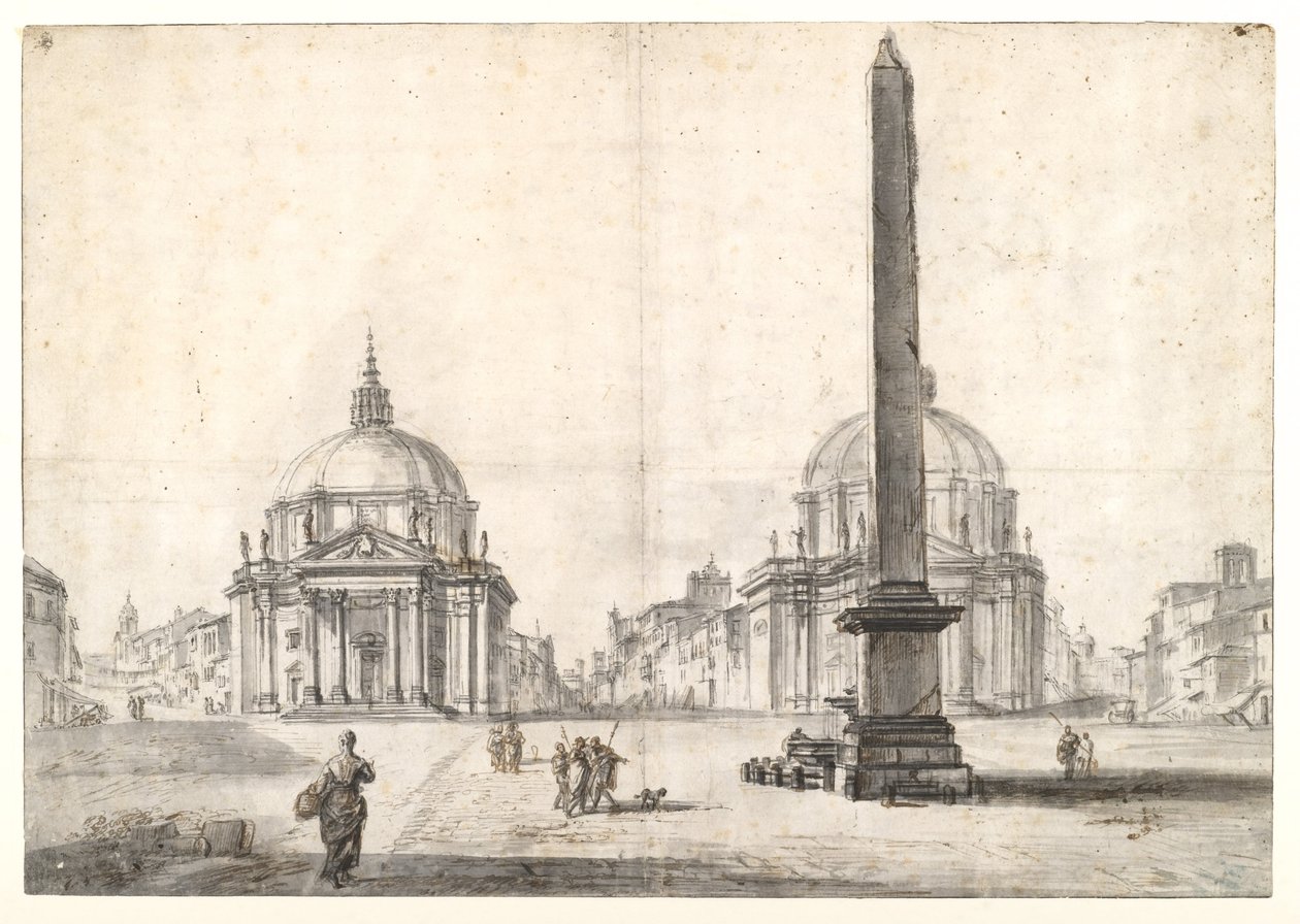 Piazza del Popolo, Rooma tekijältä Jean Baptiste Lallemand