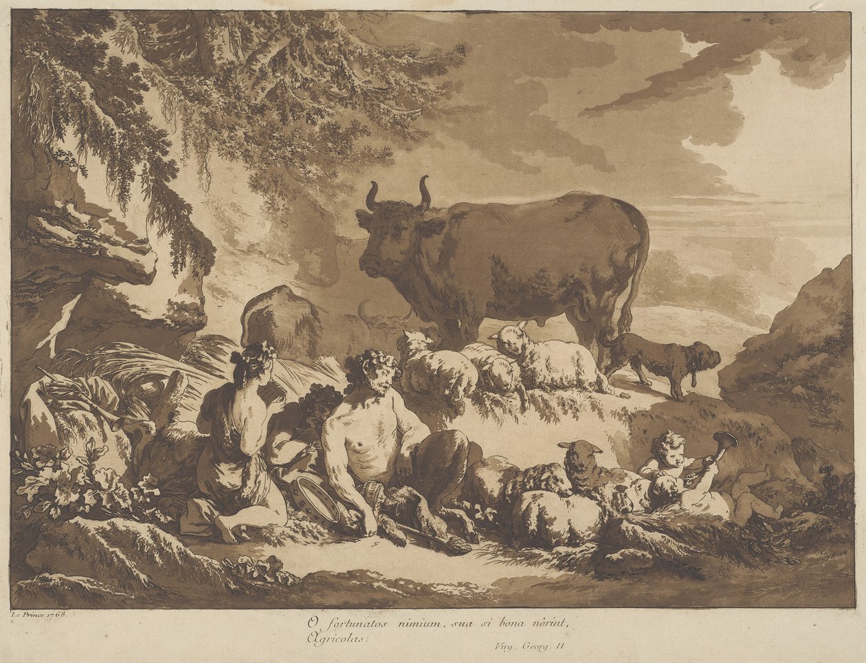 Oi kuinka äärimmäisen onnellisia maanviljelijät voivat olla, 1768 tekijältä Jean Baptiste Le Prince