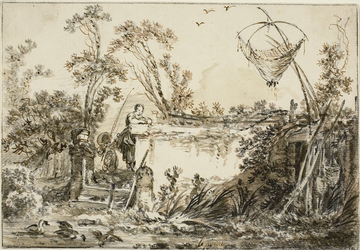 Study for Frontispiece for Varie Vedute del Gentile, n. 1755 tekijältä Jean Baptiste Le Prince