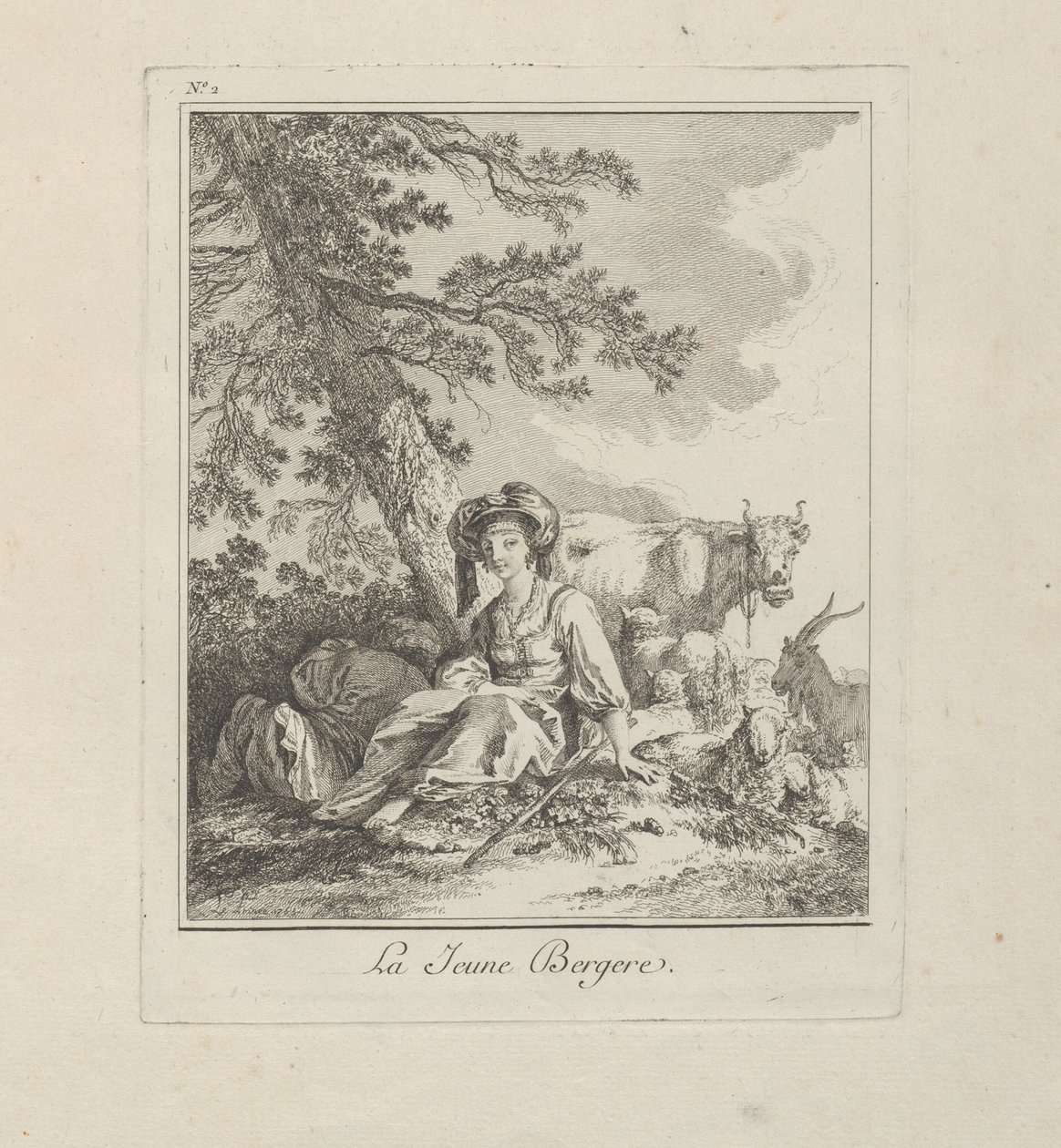 Nuori paimentar, toinen levy julkaisusta Miscellaneous Clothing of the Northern Peoples tekijältä Jean Baptiste Le Prince