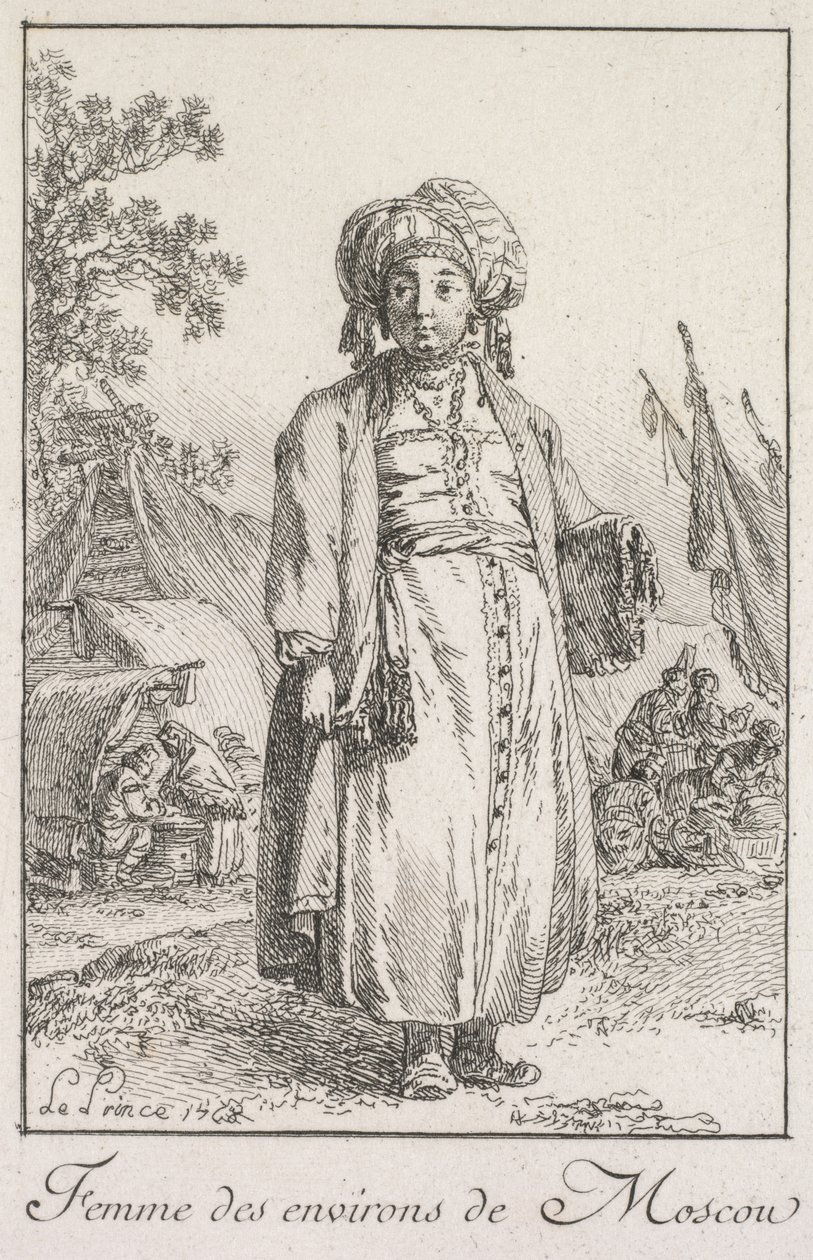 Nainen Moskovan esikaupunkialueelta, 1768. tekijältä Jean Baptiste Le Prince
