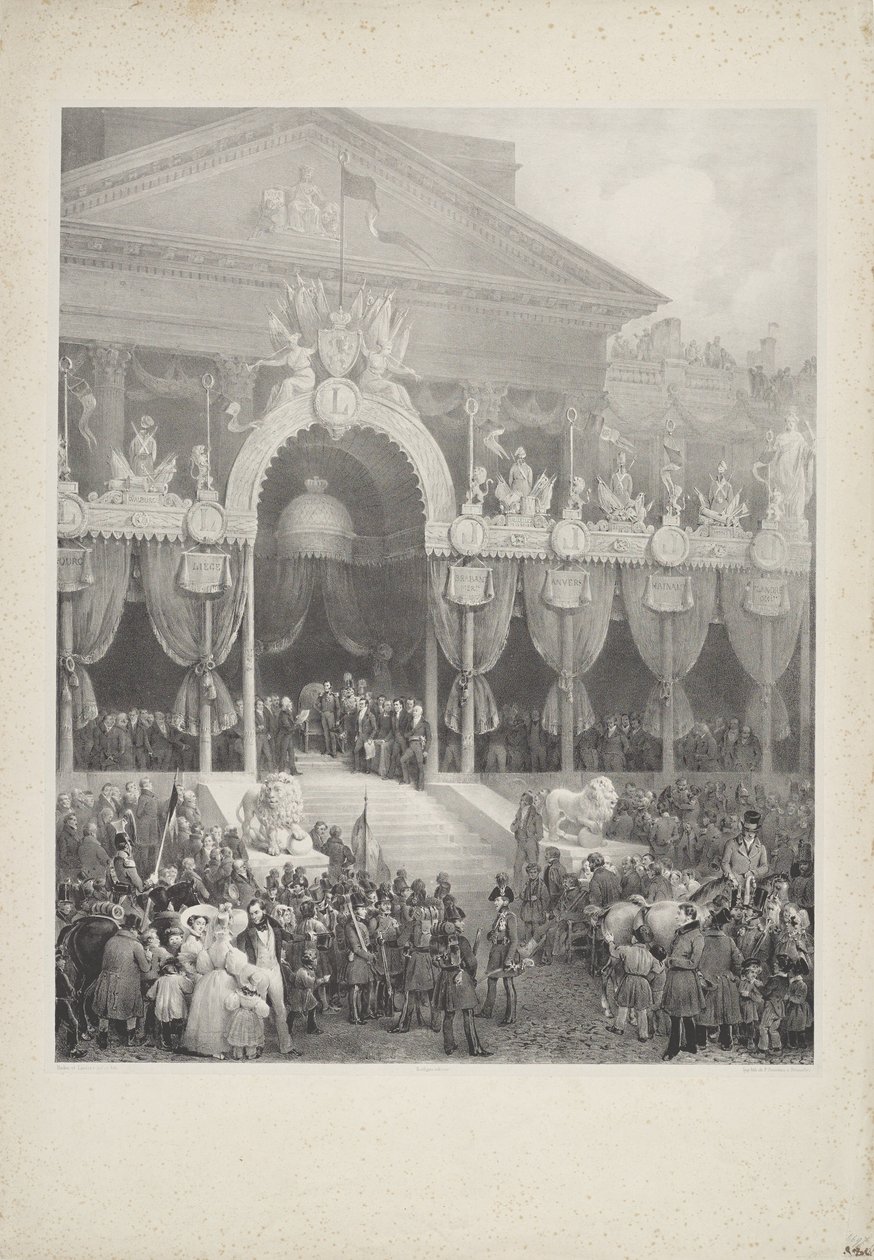 Leopold I:n asettaminen belgialaisten kuninkaaksi, 1831 tekijältä Jean Baptiste Madou