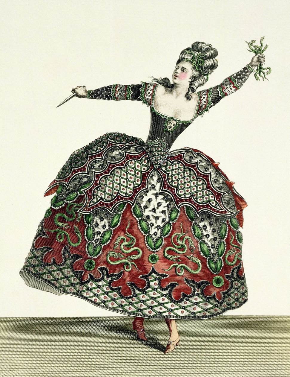 Puku raivolle Iphigeniassa Taurisissa ja useissa muissa oopperoissa, kaiverrus Rene Gaillard (n. 1710-90) n. 1780 tekijältä Jean Baptiste Martin