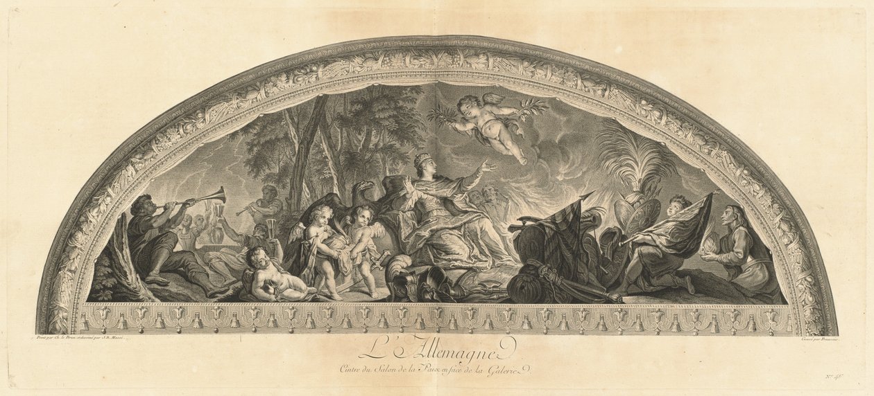 Saksa, Rauhan salongin keskus galleriaa vastapäätä (Saksa, galleriaa vastapäätä sijaitsevan Rauhan salongin keskus) [pl. 46] tekijältä Jean Baptiste Masse