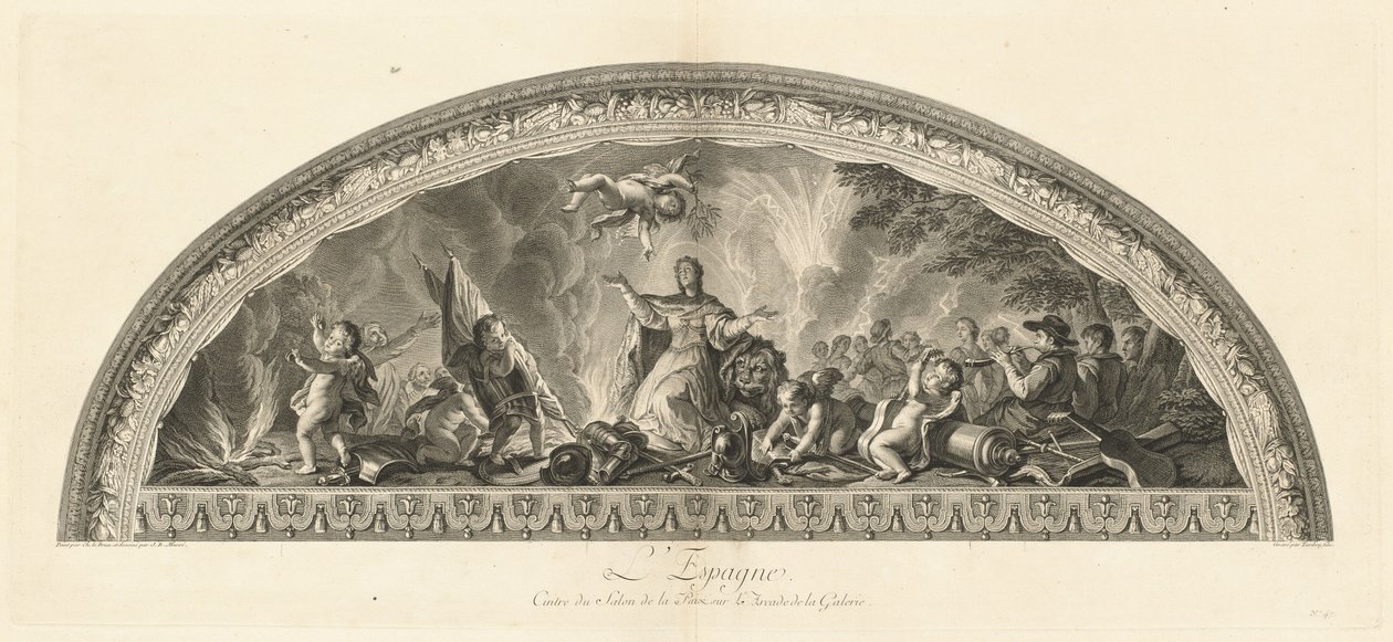 Espanja Rauhan salonki ripustin gallerian arkadilla (Espanja, Rauhan salonki gallerian arkadissa) [pl. 47] tekijältä Jean Baptiste Masse