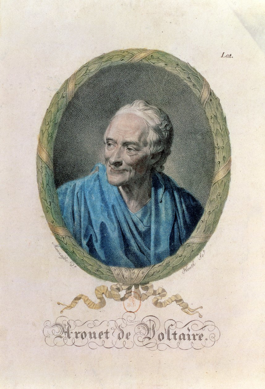 James Heathin (1757-1834) kaivertama Francois Marie Arouet de Voltaire (1694-1778) tekijältä Jean Baptiste Mauzaisse