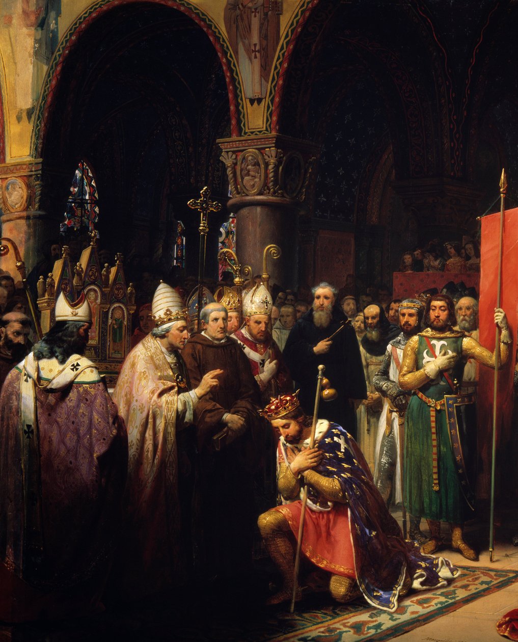 Kuningas Ludvig VII (1120-1180) ottaa oriflamen Saint Denis