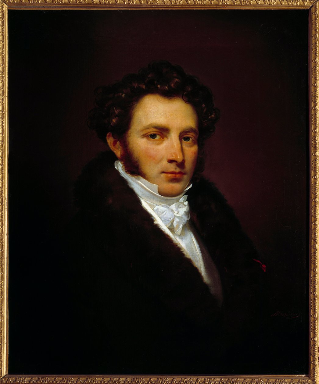 Kreivi Louis Marchandin (1791-1876) muotokuva Napoleon I:n ensimmäisestä palvelijasta 1814-1821. Mauzaisse Jean Baptisten (1784-1844) maalaus. h s/t 0,74 x 0,6 m. Malmaison. Chateau museo tekijältä Jean Baptiste Mauzaisse