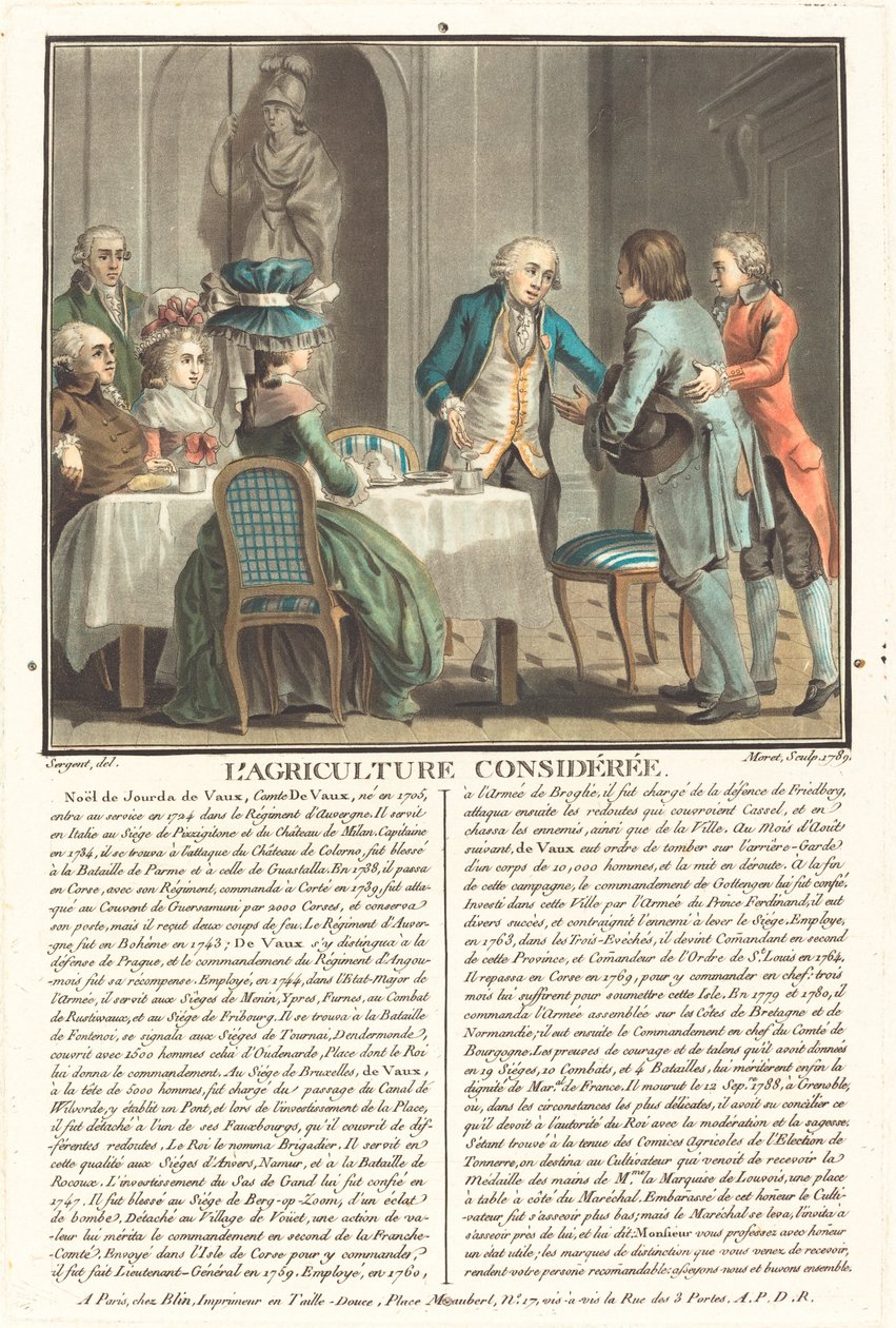 Maataloutta harkitaan, Comte de Veaux tekijältä Jean Baptiste Morret after Antoine François Sergent