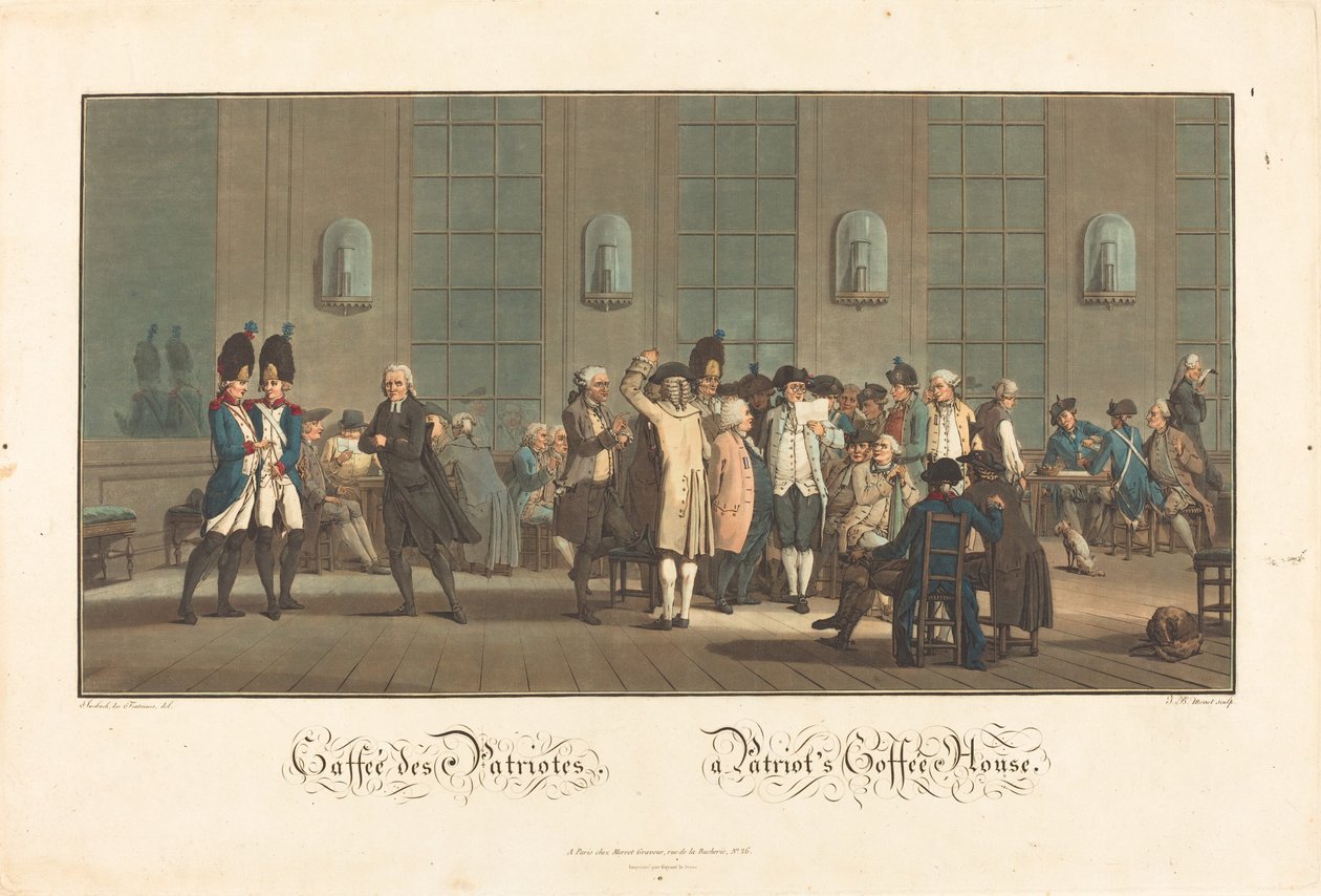 Café des Patriotes - Patriotin kahvila tekijältä Jean Baptiste Morret after Jacques François Joseph Swebach Desfontaines