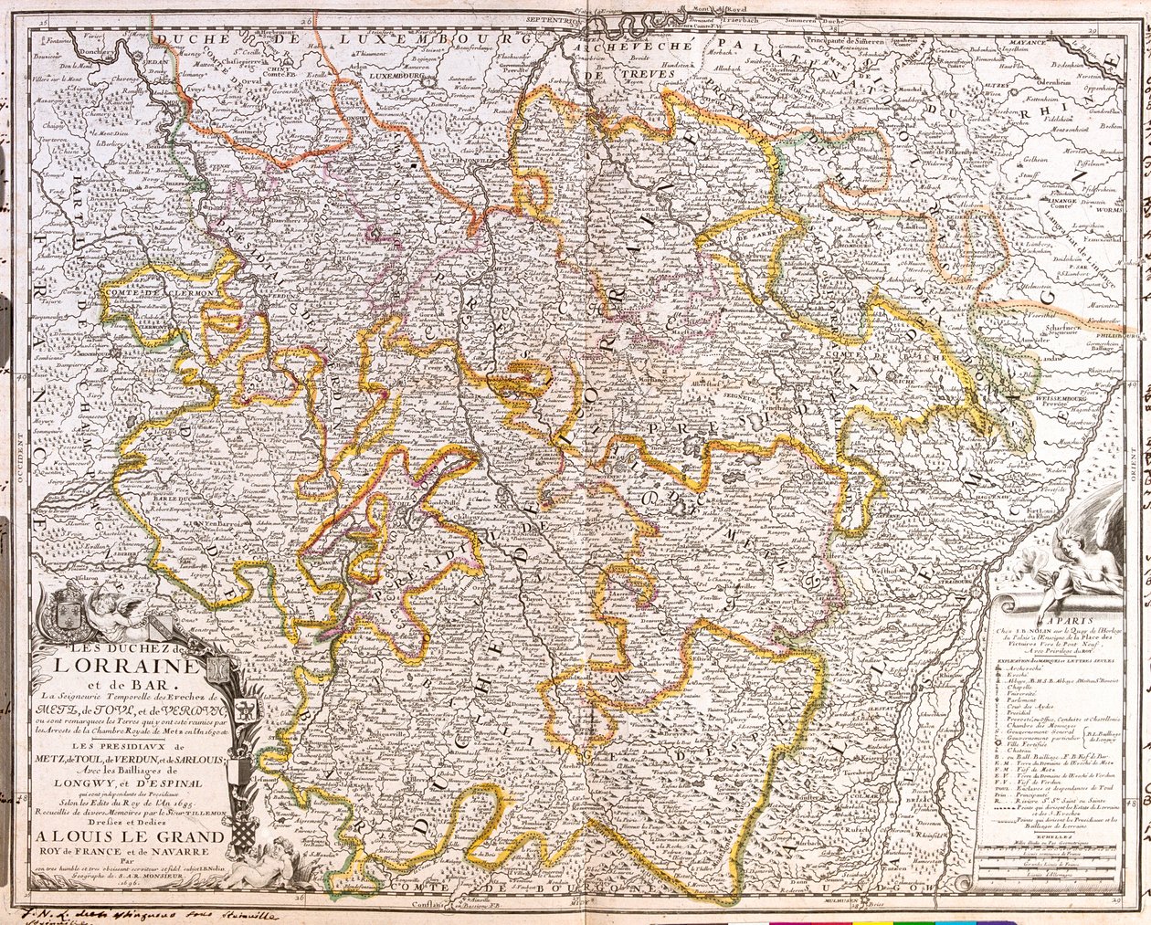 Ranska (alue: Champagne-Ardenne, Lorraine, Alsace, Franche-Comté), Saksa (osavaltio: Rheinland-Pfalz, Saarland). tekijältä Jean Baptiste Nolin