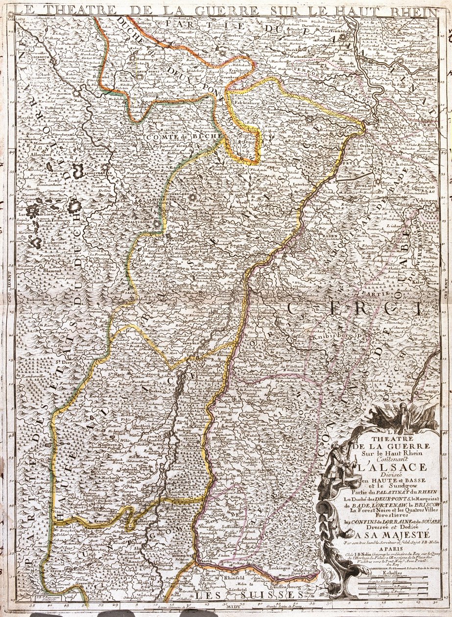 Alsacen kartta (Ranska) (kaiverrus tekijältä Jean Baptiste Nolin