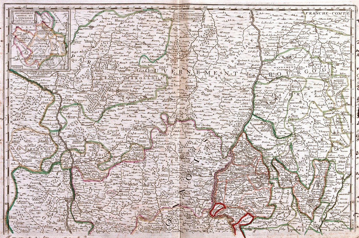 Burgundin kartta (Ranska) (kaiverrus tekijältä Jean Baptiste Nolin