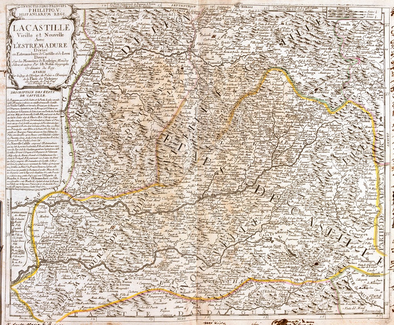 Kastilian kartta (Espanja) (kaiverrus tekijältä Jean Baptiste Nolin
